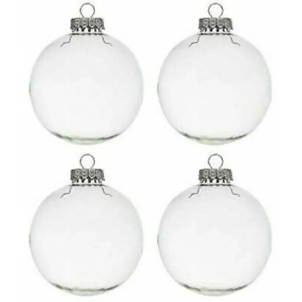 4 DIY Christmas Wedding Crafters Party  Ornaments Clear Fillable Paintable 60mm